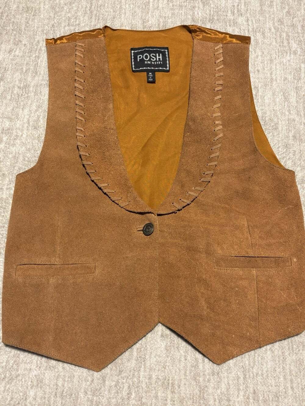 Vintage 90s POSH Genuine Suede Leather Western Vest - Size Medium Y2K